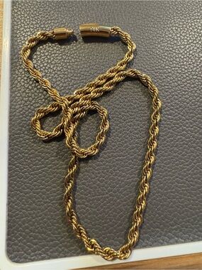 14K PVD Plated Gold Rope Chain Necklace - Twisted Link